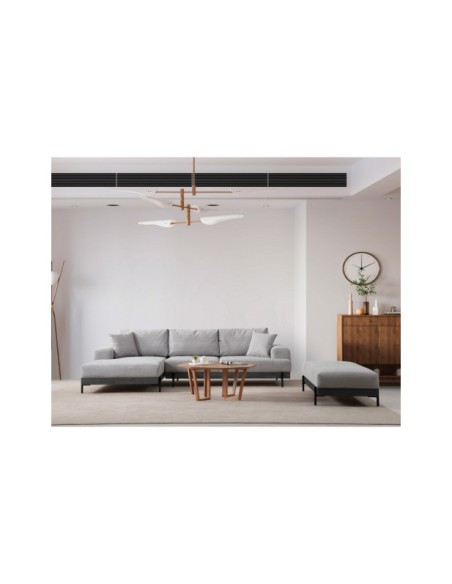 Sofá Esquinero FREI NEGRO (Izquierdo) 280x170 cm, Textil Gris / Madera de Haya / Metal