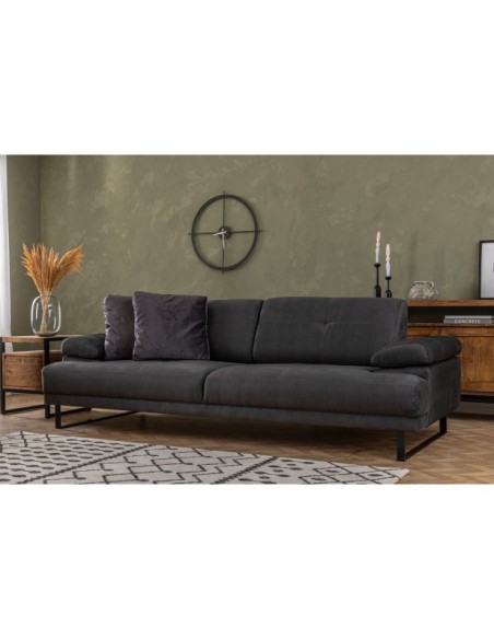 Sofá Cama ONYX 3 Plazas 239x99 cm, Textil Antracita / Metal Negro