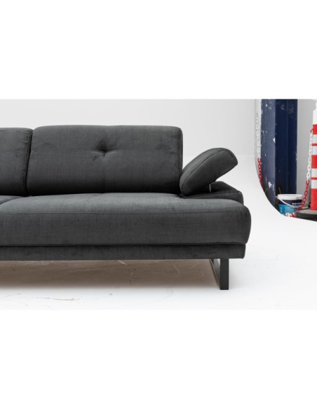 Sofá Cama ONYX 3 Plazas 239x99 cm, Textil Antracita / Metal Negro