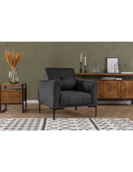 Butaca ONYX 88x86 cm, Textil Antracita / Metal Negro