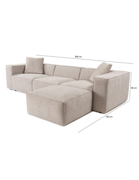 Sofá Esquinero SOPHIE 303x193 cm, Lino Moca