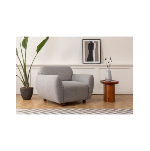 Butaca GENEVE 90x86 cm, Textil Gris Claro / Madera de Haya