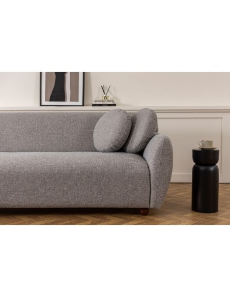 Sofá GENEVE 3 Plazas 223x83 cm, Textil Gris Claro / Madera de Haya