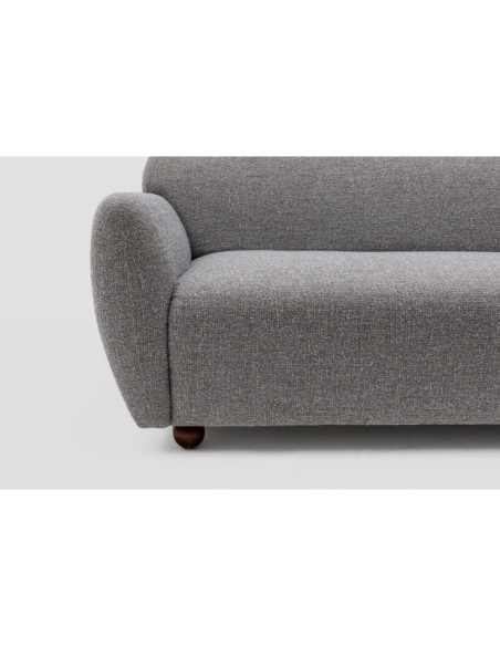 Sofá GENEVE 3 Plazas 223x83 cm, Textil Gris Claro / Madera de Haya