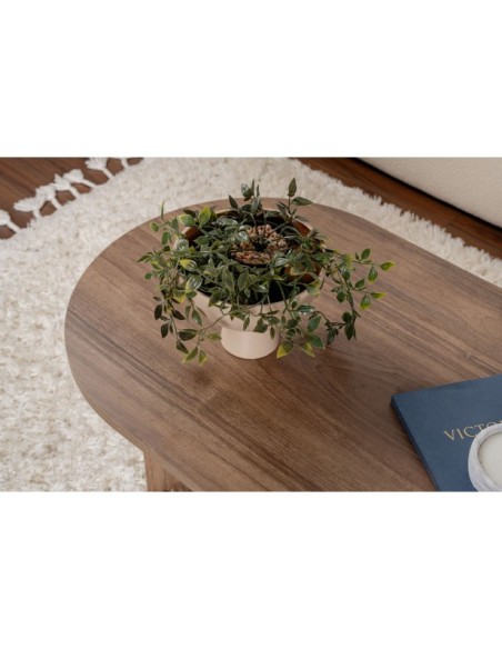 Mesa de Centro Ovalada SILKE, MDF Acabado Nogal