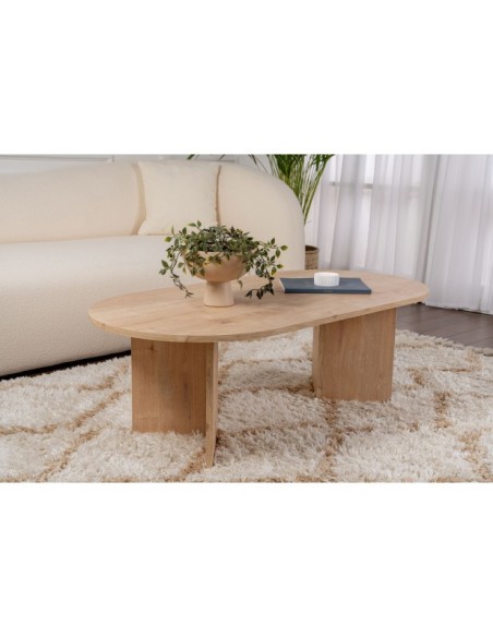 Mesa de Centro Ovalada SILKE, MDF Acabado Roble Zafiro
