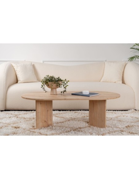 Mesa de Centro Ovalada SILKE, MDF Acabado Roble Zafiro