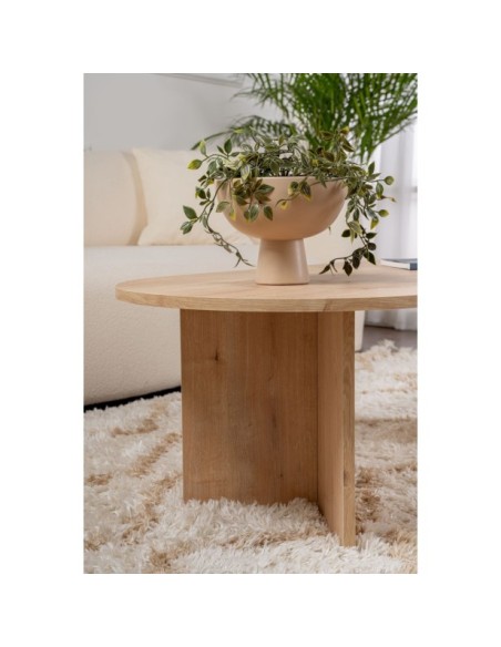 Mesa de Centro Ovalada SILKE, MDF Acabado Roble Zafiro