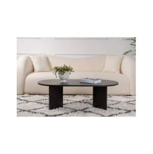 Mesa de Centro Ovalada SILKE, MDF Acabado Madera Negra 2
