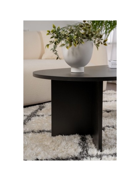 Mesa de Centro Ovalada SILKE, MDF Acabado Madera Negra