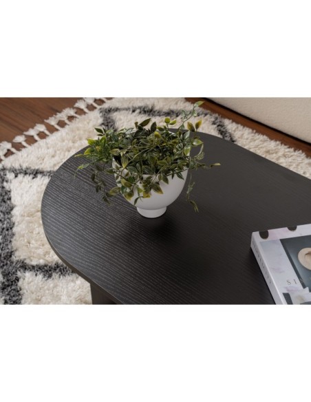 Mesa de Centro Ovalada SILKE, MDF Acabado Madera Negra