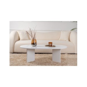Mesa de Centro Ovalada SILKE, MDF Acabado Blanco 2