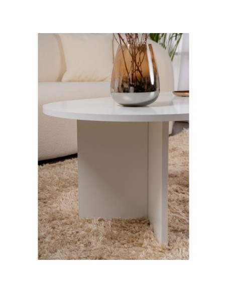 Mesa de Centro Ovalada SILKE, MDF Acabado Blanco