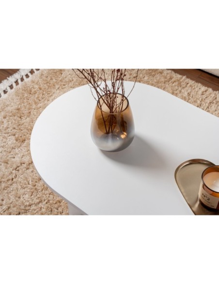 Mesa de Centro Ovalada SILKE, MDF Acabado Blanco