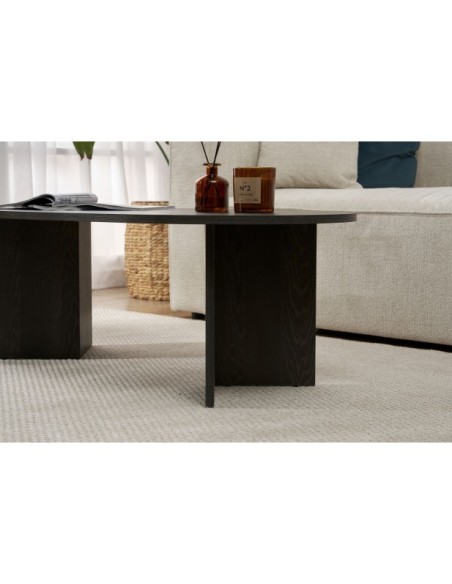 Mesa de Centro Ovalada SILKE, MDF Acabado Negro