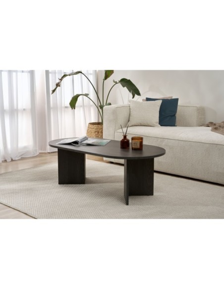 Mesa de Centro Ovalada SILKE, MDF Acabado Negro
