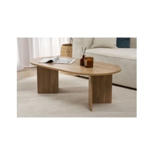 Mesa de Centro Ovalada SILKE, MDF Acabado Roble VNT
