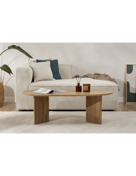 Mesa de Centro Ovalada SILKE, MDF Acabado Roble VNT
