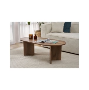 Mesa de Centro Ovalada SILKE, MDF Acabado Nogal VNT