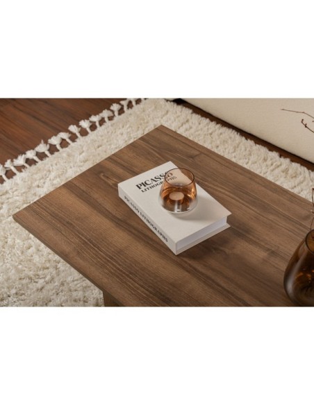 Mesa de Centro Rectangular SILKE, MDF Acabado Nogal