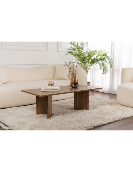 Mesa de Centro Rectangular SILKE, MDF Acabado Nogal