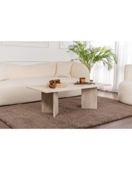 Mesa de Centro Rectangular SILKE, MDF Acabado Mármol