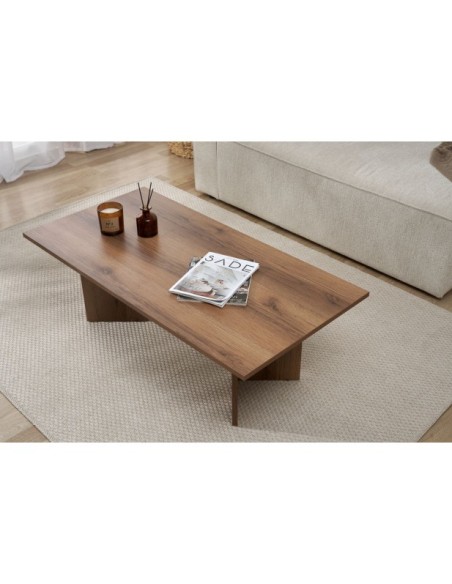 Mesa de Centro Rectangular SILKE, MDF Acabado Nogal VNT