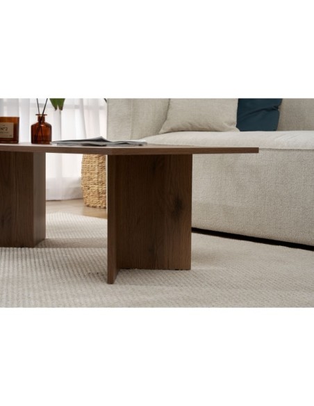 Mesa de Centro Rectangular SILKE, MDF Acabado Nogal VNT