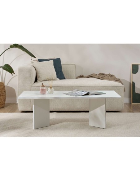 Mesa de Centro Rectangular SILKE, MDF Acabado Blanco