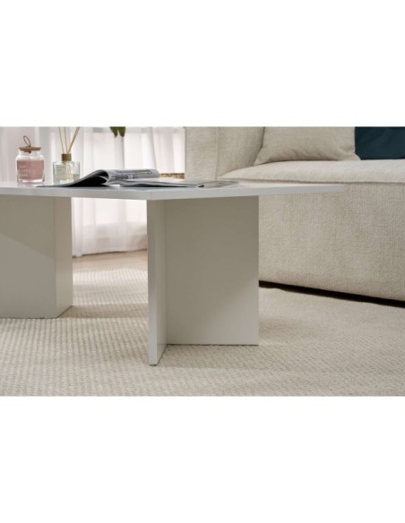 Mesa de Centro Rectangular SILKE, MDF Acabado Blanco