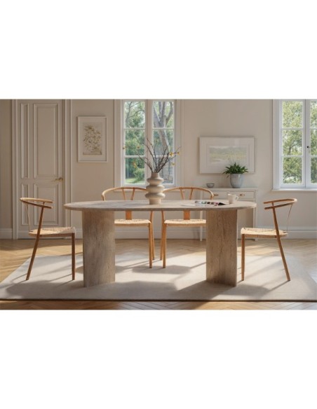 Mesa SILKE 180x89 cm de Comedor, MDF Acabado Mármol