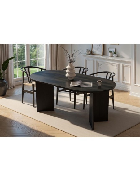 Mesa SILKE 180x89 cm de Comedor, MDF Acabado Madera Negra