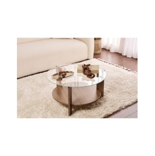 Mesa de Centro RITA, MDF Acabado Nogal / Cristal...