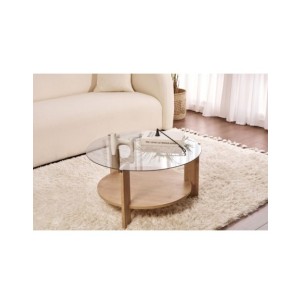 Mesa de Centro RITA, MDF Acabado Roble Zafiro / Cristal...