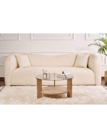 Mesa de Centro RITA, MDF Acabado Roble Zafiro / Cristal Ahumado