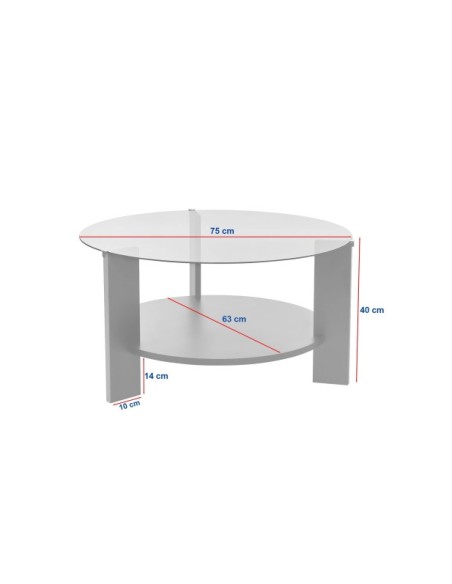 Mesa de Centro RITA, MDF Acabado Roble Zafiro / Cristal Ahumado