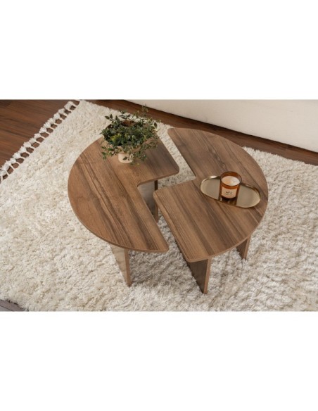 Mesa de Centro GÅDE Ø90 cm, MDF Acabado Nogal