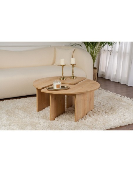 Mesa de Centro GÅDE Ø91 cm, MDF Acabado Roble