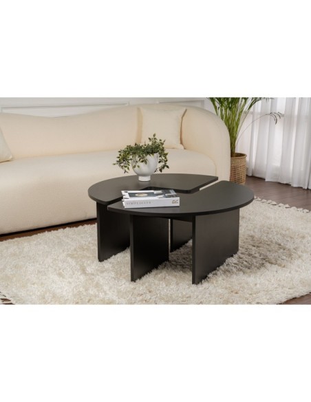 Mesa de Centro GÅDE Ø92 cm, MDF Acabado Madera Negra