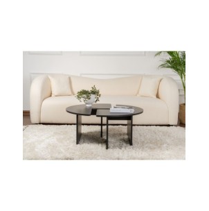 Mesa de Centro GÅDE Ø92 cm, MDF Acabado Madera Negra 2