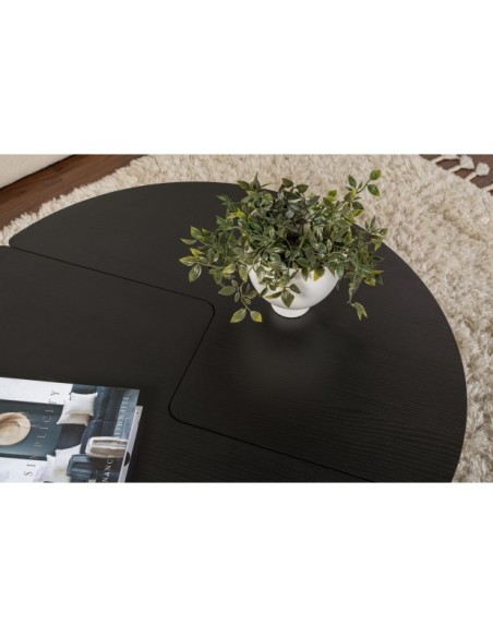 Mesa de Centro GÅDE Ø92 cm, MDF Acabado Madera Negra