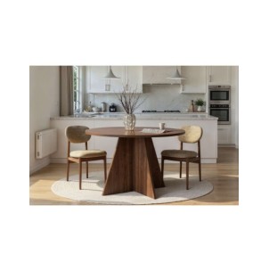 Mesa KALI Ø120 cm de Comedor, MDF Acabado Nogal