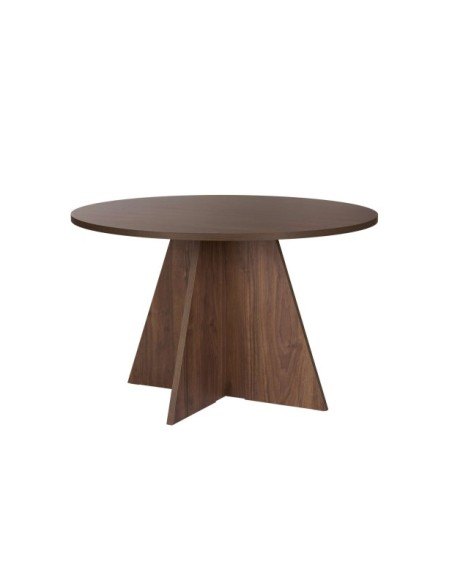 Mesa KALI Ø120 cm de Comedor, MDF Acabado Nogal