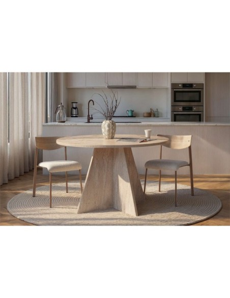 Mesa KALI Ø120 cm de Comedor, MDF Acabado Mármol