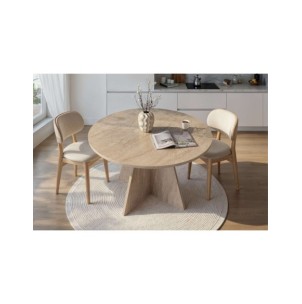 Mesa KALI Ø120 cm de Comedor, MDF Acabado Mármol 2