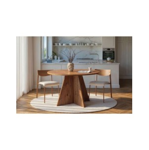 Mesa KALI Ø120 cm de Comedor, MDF Acabado Pino Atlántico