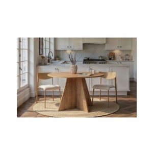 Mesa KALI Ø120 cm de Comedor, MDF Acabado Roble