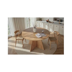Mesa KALI Ø120 cm de Comedor, MDF Acabado Roble 2