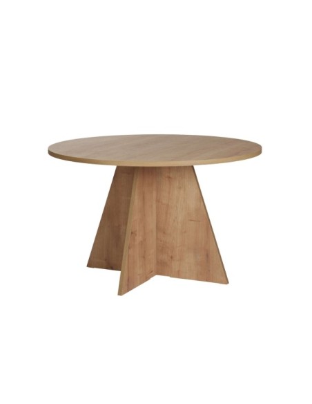 Mesa KALI Ø120 cm de Comedor, MDF Acabado Roble