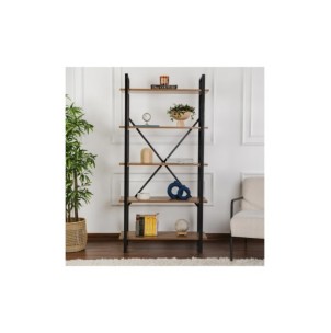 Estantería OBELISK 180x90 cm, MDF Acabado Nogal / Metal... 2